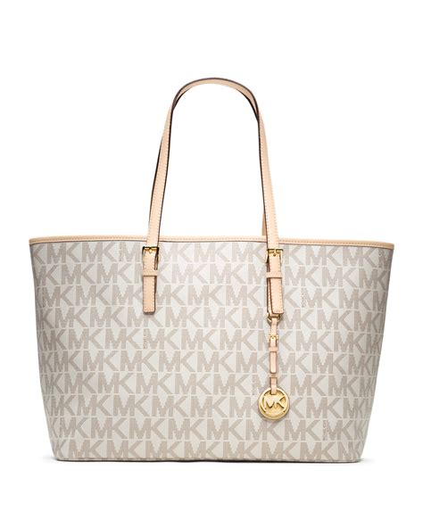 michael kors medium jet set tote white|Michael Kors carryall pale peanut.